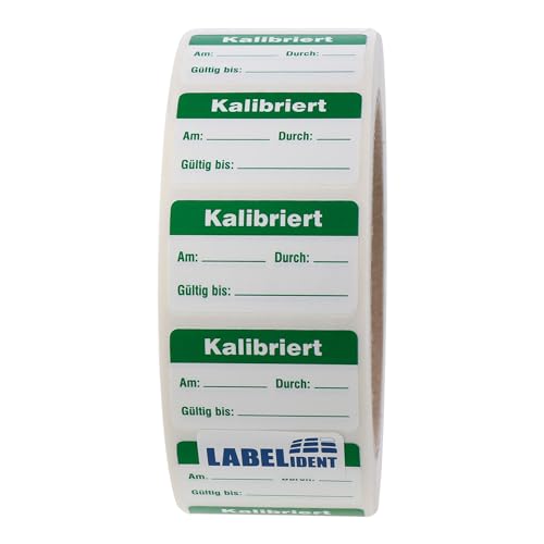 Labelident Qualitätssicherungsetiketten - Kalibriert - 38 x 23 mm - 1.000 QS-Etiketten auf Rolle, Polyethylen weiß, wieder ablösbar von Labelident