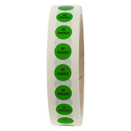 Labelident Qualitätssicherungsetiketten - QC PASSED - Ø 13 mm - 1000 QS-Etiketten auf Rolle, Polyester grün, selbstklebend von Labelident
