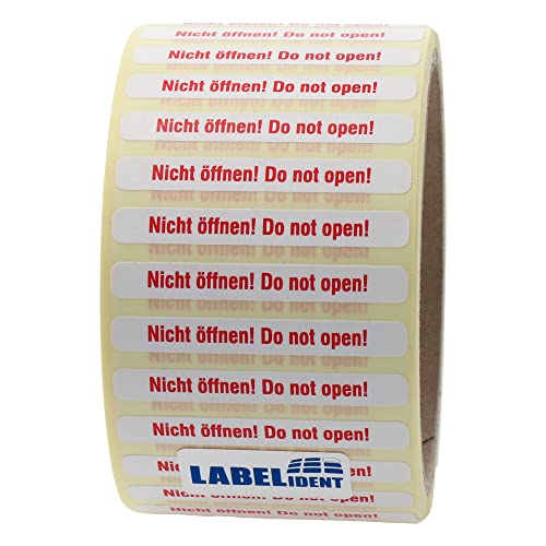 Labelident Siegeletiketten 50,8 x 6,35 mm - Nicht öffnen! Do not open! - 1.000 Sicherheitssiegel Etiketten auf 1 Rolle(n), 3 Zoll (76,2 mm) Kern, Papier von Labelident