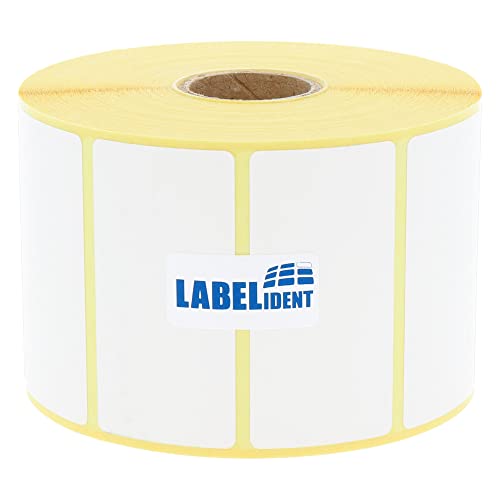 Thermo-Eco Papier auf Rolle - 60 x 30 mm - 1.500 BPA-freie Thermodirekt Etiketten auf 25 mm Rolle für Desktopdrucker, wieder ablösbar von Labelident