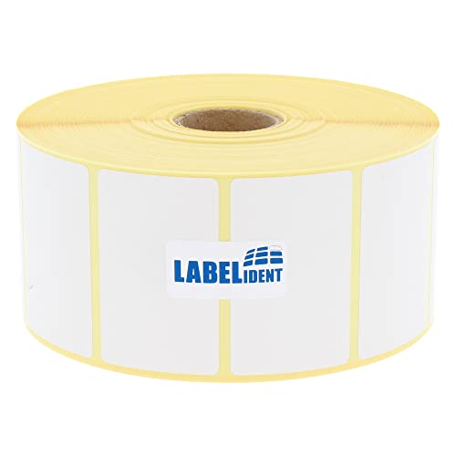 Thermoetiketten 50,8 x 31,75 mm, formatgleich mit Zebra 880175-031D - 2.100 Zebra Drucker Etiketten auf 25 mm Rolle, selbstklebend von Labelident