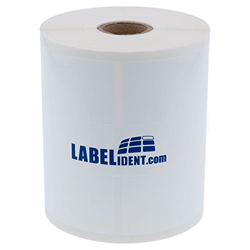 Labelident Thermo Etiketten weiß - 101,6 x 101,6 mm - 500 BPA-freie Thermodirekt Etiketten auf 1 Zoll Rolle für Desktopdrucker, selbstklebend, matt, Thermodirekt Folie beschichtet von Labelident