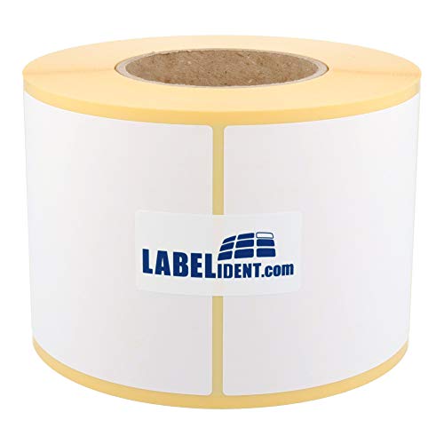 Labelident Thermotransfer-Etiketten 101,6 x 101,6 mm, formatgleich mit Zebra 76528-1.432 Papier-Etiketten auf 3 Zoll (76,2 mm) Rolle, selbstklebend von Labelident