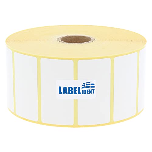 Labelident Thermotransfer-Etiketten 50,8 x 25,4 mm, formatgleich mit Zebra 880007-025D - 2.580 Papier-Etiketten auf 1 Zoll (25,4 mm) Rolle, selbstklebend von Labelident