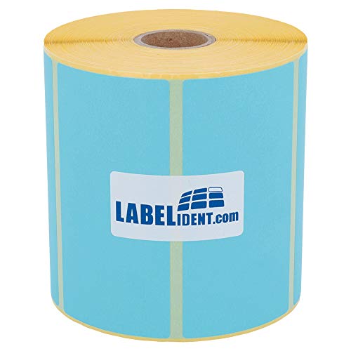 Thermotransfer-Etiketten auf Rolle blau - 100 x 50 mm - 1.000 Haftetiketten auf 1 Rolle/n, 25 mm Kern, Rollenetiketten Papier, selbstklebend von Labelident