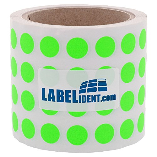 Labelident Thermotransfer-Etiketten auf Rolle leuchtgrün - Ø 15 mm - 4.000 Rollenetiketten, 3 Zoll (76,2 mm), Papier, selbstklebend von Labelident