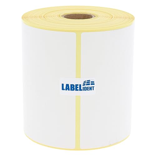 Thermotransfer-Etiketten auf Rolle weiß - 100 x 100 mm - 500 Haftetiketten auf 1 Rolle/n, 25 mm Kern, Rollenetiketten Papier, selbstklebend von Labelident