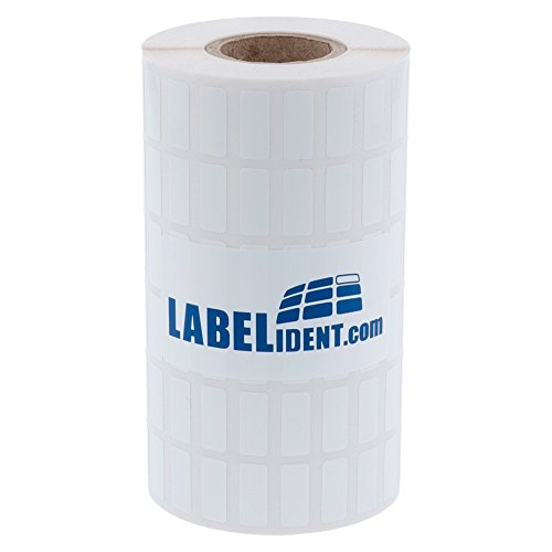 Labelident Thermotransfer Etiketten auf Rolle weiß - 15 x 6,35 mm - 10.000 Polyester PET Etiketten für Typenschilder, 1 Zoll (25,4 mm), selbstklebend, satinweiß von Labelident