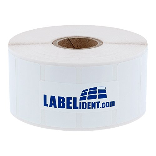 Labelident Thermotransfer Etiketten auf Rolle weiß - 38 x 23 mm - 1.500 Polyester PET Etiketten für Typenschilder, 1 Zoll (25,4 mm), selbstklebend, satinweiß von Labelident