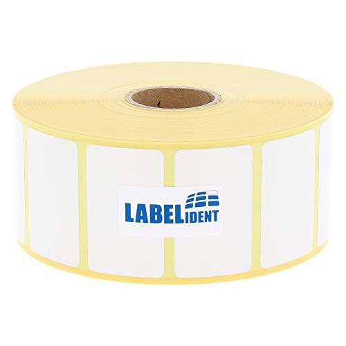 Thermotransfer-Etiketten auf Rolle weiß - 38 x 23 mm - 2.000 Haftetiketten auf 1 Rolle/n, 25 mm Kern, Rollenetiketten Papier, selbstklebend von Labelident