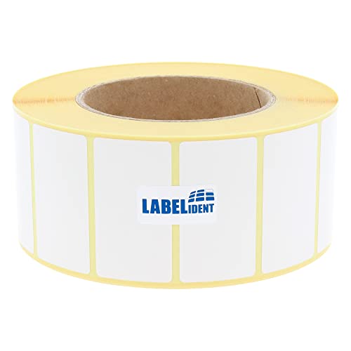 Labelident Thermotransfer-Etiketten auf Rolle weiß - 55 x 30 mm - 2000 Haftetiketten auf 1 Rolle(n), 3 Zoll Kern, Rollenetiketten Papier, selbstklebend von Labelident