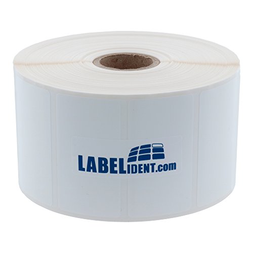 Labelident Thermotransfer Etiketten auf Rolle weiß - 60 x 34 mm - 1250 Polyester PET Etiketten für Typenschilder, 1 Zoll, selbstklebend, glänzend von Labelident