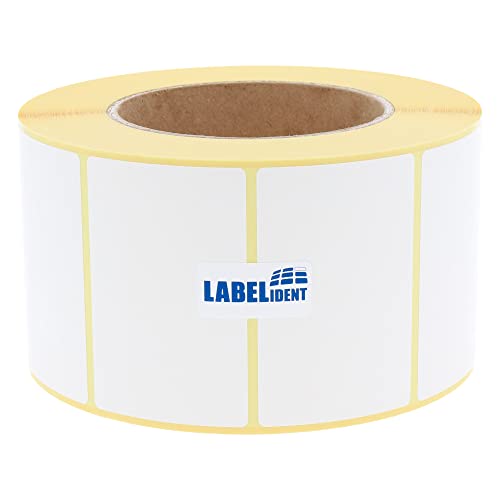 Labelident Thermotransfer-Etiketten auf Rolle weiß - 70 x 45 mm - 1500 Haftetiketten auf 1 Rolle(n), 3 Zoll Kern, Rollenetiketten Papier, selbstklebend von Labelident