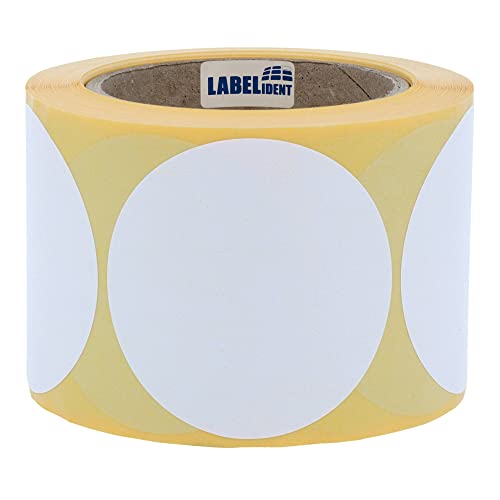 Labelident Thermotransfer-Etiketten auf Rolle weiß - Ø 75 mm - 500 Rollenetiketten, 3 Zoll (76,2 mm), Papier, selbstklebend von Labelident