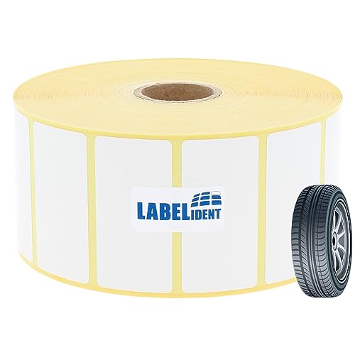 Labelident Thermotransfer-Etiketten extrem permanent - 50,8 x 25,4 mm - 2.000 Reifenetiketten auf 1 Zoll (25,4 mm) Rollenkern für Desktopdrucker, Papier, seidenmatt von Labelident