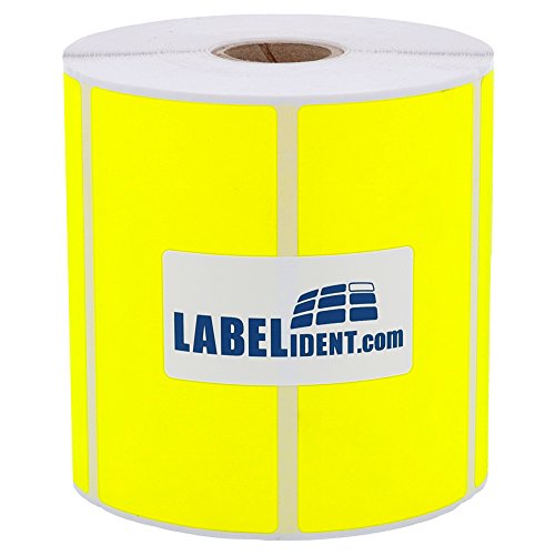 Thermotransfer-Etiketten in neongelb - 100 x 50 mm - 1.000 Rollenetiketten auf 25 mm Rolle für Desktopdrucker, Papier, selbstklebend von Labelident