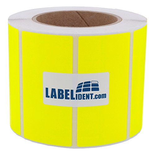 Labelident Thermotransfer-Etiketten in leuchtgelb - 100 x 50 mm - 1.000 Rollenetiketten auf 3 Zoll (76,2 mm) Rolle, Papier, selbstklebend von Labelident