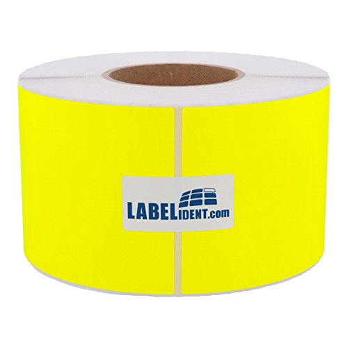 Labelident Thermotransfer-Etiketten in leuchtgelb - 148 x 210 mm - 500 Rollenetiketten auf 3 Zoll (76,2 mm) Rolle, Papier, selbstklebend von Labelident