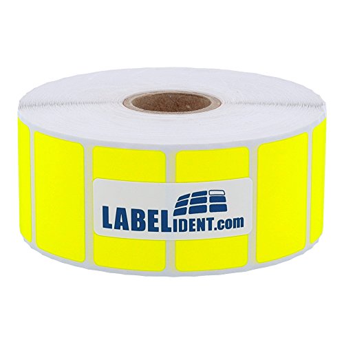 Labelident Thermotransfer-Etiketten in leuchtgelb - 38 x 23 mm - 2.000 Rollenetiketten auf 1 Zoll (25,4 mm) Rolle für Desktopdrucker, Papier, selbstklebend von Labelident