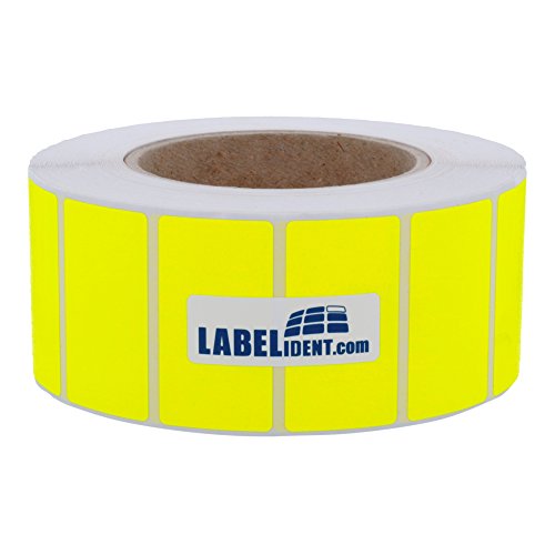 Labelident Thermotransfer-Etiketten in leuchtgelb - 50,8 x 25,4 mm - 3.000 Rollenetiketten auf 3 Zoll (76,2 mm) Rolle, Papier, selbstklebend von Labelident