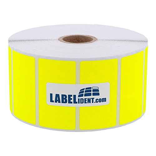 Labelident Thermotransfer-Etiketten in leuchtgelb - 60 x 40 mm - 1.000 Rollenetiketten auf 1 Zoll (25,4 mm) Rolle für Desktopdrucker, Papier, selbstklebend von Labelident
