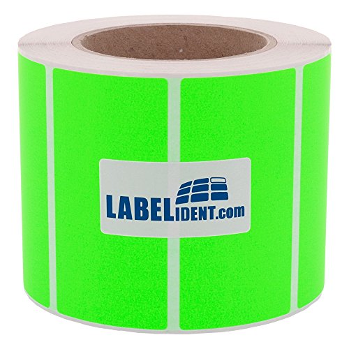 Labelident Thermotransfer-Etiketten in leuchtgrün - 100 x 50 mm - 1.000 Rollenetiketten auf 3 Zoll (76,2 mm) Rolle, Papier, selbstklebend von Labelident