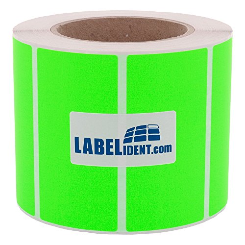 Thermotransfer-Etiketten in neongrün - 100 x 50 mm - 1.000 Rollenetiketten auf 76 mm Rolle, Papier, selbstklebend von Labelident