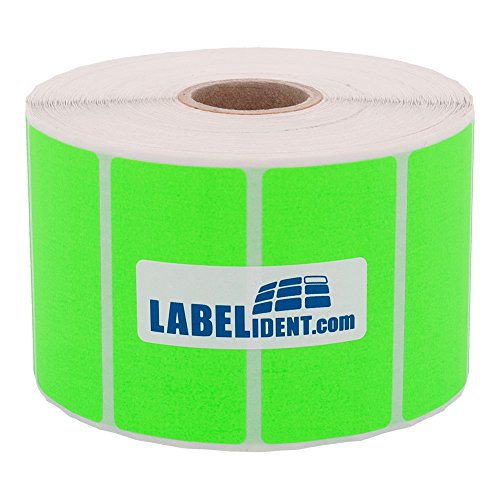 Labelident Thermotransfer-Etiketten in leuchtgrün - 60 x 40 mm - 1.000 Rollenetiketten auf 1 Zoll (25,4 mm) Rolle für Desktopdrucker, Papier, selbstklebend von Labelident