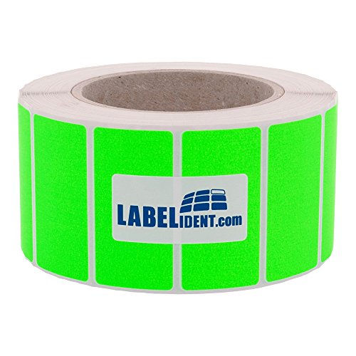 Labelident Thermotransfer-Etiketten in leuchtgrün - 60 x 40 mm - 1.000 Rollenetiketten auf 3 Zoll (76,2 mm) Rolle, Papier, selbstklebend von Labelident