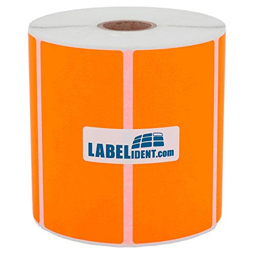 Labelident Thermotransfer-Etiketten in leuchtorange - 100 x 50 mm - 1.000 Rollenetiketten auf 1 Zoll (25,4 mm) Rolle für Desktopdrucker, Papier, selbstklebend von Labelident