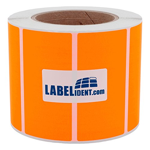 Labelident Thermotransfer-Etiketten in leuchtorange - 105 x 74 mm - 1.000 Rollenetiketten auf 3 Zoll (76,2 mm) Rolle, Papier, selbstklebend von Labelident