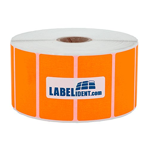 Labelident Thermotransfer-Etiketten in leuchtorange - 60 x 40 mm - 1.000 Rollenetiketten auf 1 Zoll (25,4 mm) Rolle für Desktopdrucker, Papier, selbstklebend von Labelident