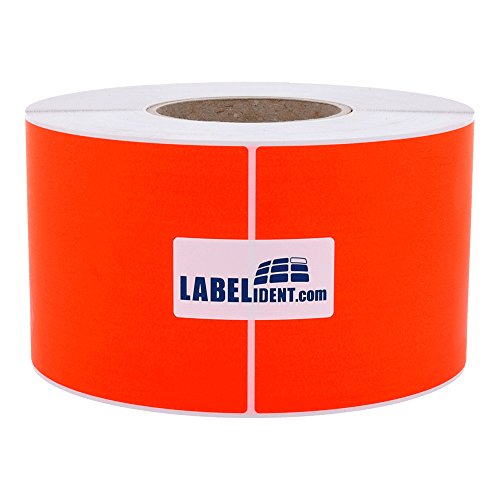 Labelident Thermotransfer-Etiketten in leuchtrot - 100 x 150 mm - 1.000 Rollenetiketten auf 3 Zoll (76,2 mm) Rolle, Papier, selbstklebend von Labelident