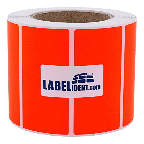 Labelident Thermotransfer-Etiketten in leuchtrot - 101,6 x 38,1 mm - 4.225 Rollenetiketten auf 3 Zoll (76,2 mm) Rolle, Papier, selbstklebend von Labelident