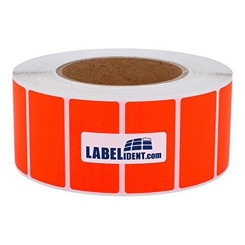 Labelident Thermotransfer-Etiketten in leuchtrot - 60 x 40 mm - 1.000 Rollenetiketten auf 3 Zoll (76,2 mm) Rolle, Papier, selbstklebend von Labelident