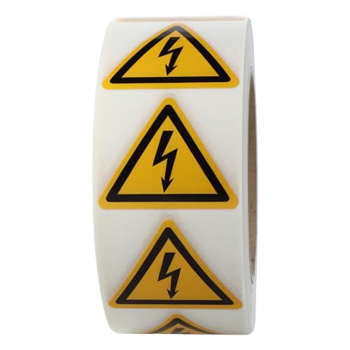 Labelident Warnaufkleber W012 - Warnung gefährliche elektrische Spannung - Seitenlänge: 50 mm - 1000 selbstklebende Warnzeichen auf 1 Rolle(n), 3 Zoll, Polyethylen von Labelident