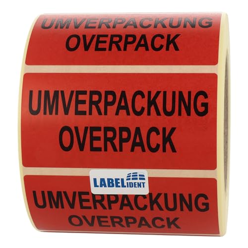 Labelident Warnetiketten 100 x 50 mm - Umverpackung/Overpack - 1.000 Versandaufkleber auf 1 Rolle(n), 3 Zoll (76,2 mm) Kern, Papier selbstklebend von Labelident