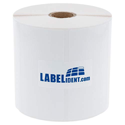 Labelident wasserfeste Thermotransfer Etiketten weiß - 90 x 33 mm - 2.000 PP Polypropylen Etiketten auf 1 Zoll (25,4 mm) Rolle für Desktopdrucker, selbstklebend, glänzend von Labelident