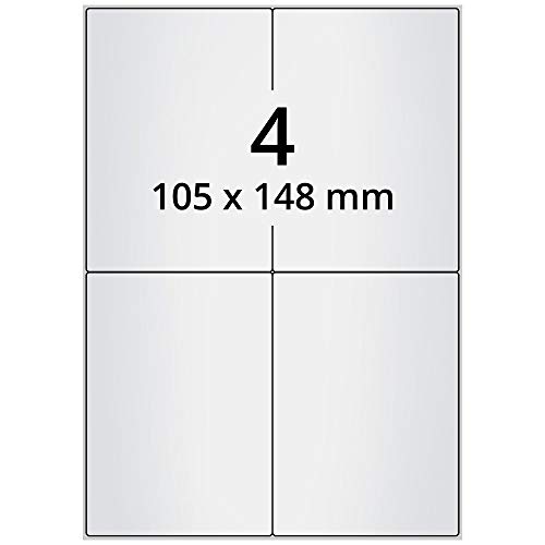 Labelident wetterfeste Folienetiketten - 105 x 148 mm - 400 PET Polyester Etiketten silber auf 100 DIN A4 Bogen, matt, Typenschilder Etiketten selbstklebend von Labelident