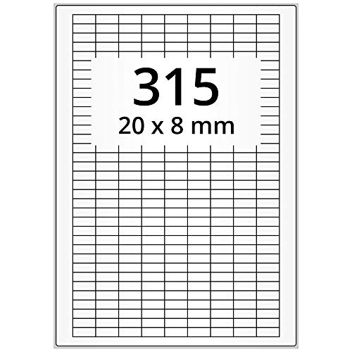 Labelident wetterfeste Folienetiketten - 20 x 8 mm - 31.500 PET Polyester Etiketten transparent matt, selbstklebend, 100 DIN A4 Bogen von Labelident