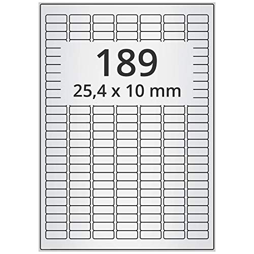 Labelident wetterfeste Folienetiketten - 25,4 x 10 mm - 18.900 PET Polyester Etiketten silber auf 100 DIN A4 Bogen, matt, Typenschilder Etiketten selbstklebend von Labelident