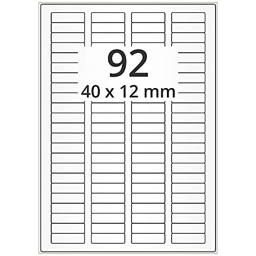 Labelident wetterfeste Folienetiketten - 40 x 12 mm - 9200 PET Polyester Etiketten transparent matt, selbstklebend, 100 Blatt DIN A4 Bogen von Labelident