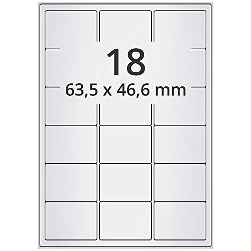 Labelident wetterfeste Folienetiketten - 63,5 x 46,6 mm - 1.800 PET Polyester Etiketten silber auf 100 DIN A4 Bogen, matt, Typenschilder Etiketten selbstklebend Labelident wetterfeste Folienetiketten - 63,5 x 46,6 mm - 1.800 PET Polyester Etiketten silber auf 100 DIN A4 Bogen, matt, Typenschilder Etiketten selbstklebend von Labelident