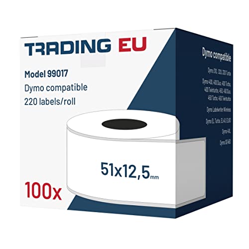 100x Label kompat. zu Dymo 99017 51 x 12,5 mm 220 Label Etiketten pro Rolle von Labeltrade