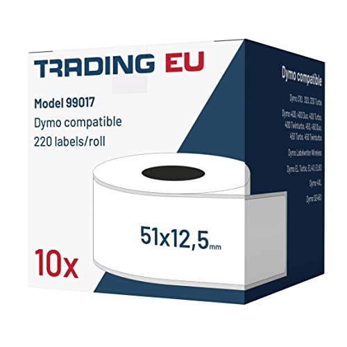 10x Label kompat. zu Dymo 99017 51 x 12,5 mm 220 Label Etiketten pro Rolle von Labeltrade