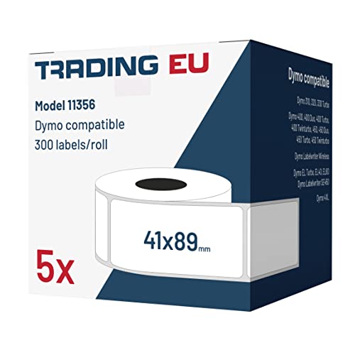 LabelTrade Kompatibel/Ersatz für Dymo 11356 41 x 89 mm 300 Label Etiketten pro Rolle (5x) von Labeltrade