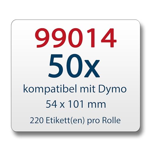 LabelTrade Kompatibel/Ersatz für Dymo 99014 54x101mm 220 Label Etiketten pro Rolle/Seiko SLP-SRL 54x101mm 220 Label pro Rolle (50x) von Labeltrade