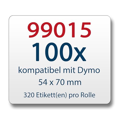 LabelTrade Kompatibel/Ersatz für Dymo 99015 54x70mm 320 Label Etiketten pro Rolle (100x) von Labeltrade