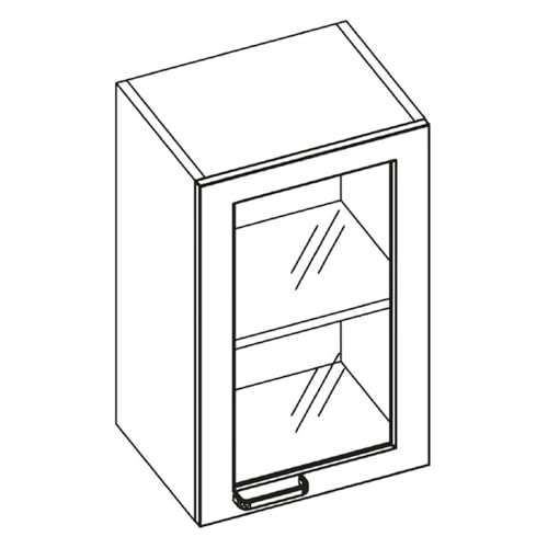 Labtable Melamin Laborhängeschrank mit 1 Glastür und 1 Regalboden, Links Seite Türaufhängung, 350mm Länge, 450mm Breite, 740mm Höhe von Labtable