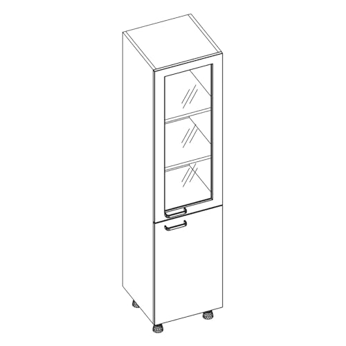 Labtable G-0080 Laborschrank mit 1 Glastür und 1 Tür, Rechts Seite Türaufhängung, 450mm Breite x 1960mm Höhe x 450mm Tiefe von Labtable